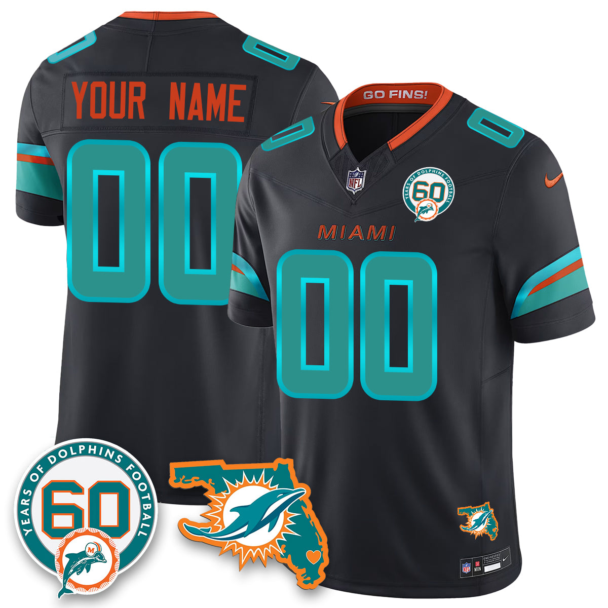 Custom MIA 60th Season Vapor Limited Jersey - All Stitched
