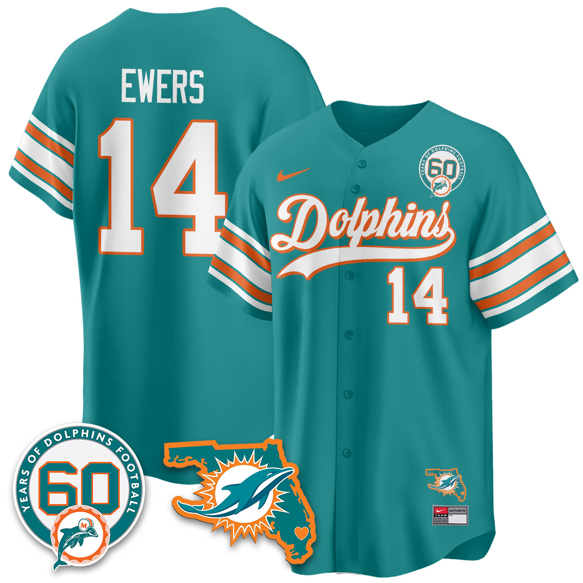 MIA 60th Season Vapor Limited Baseball Jersey - All Stitched