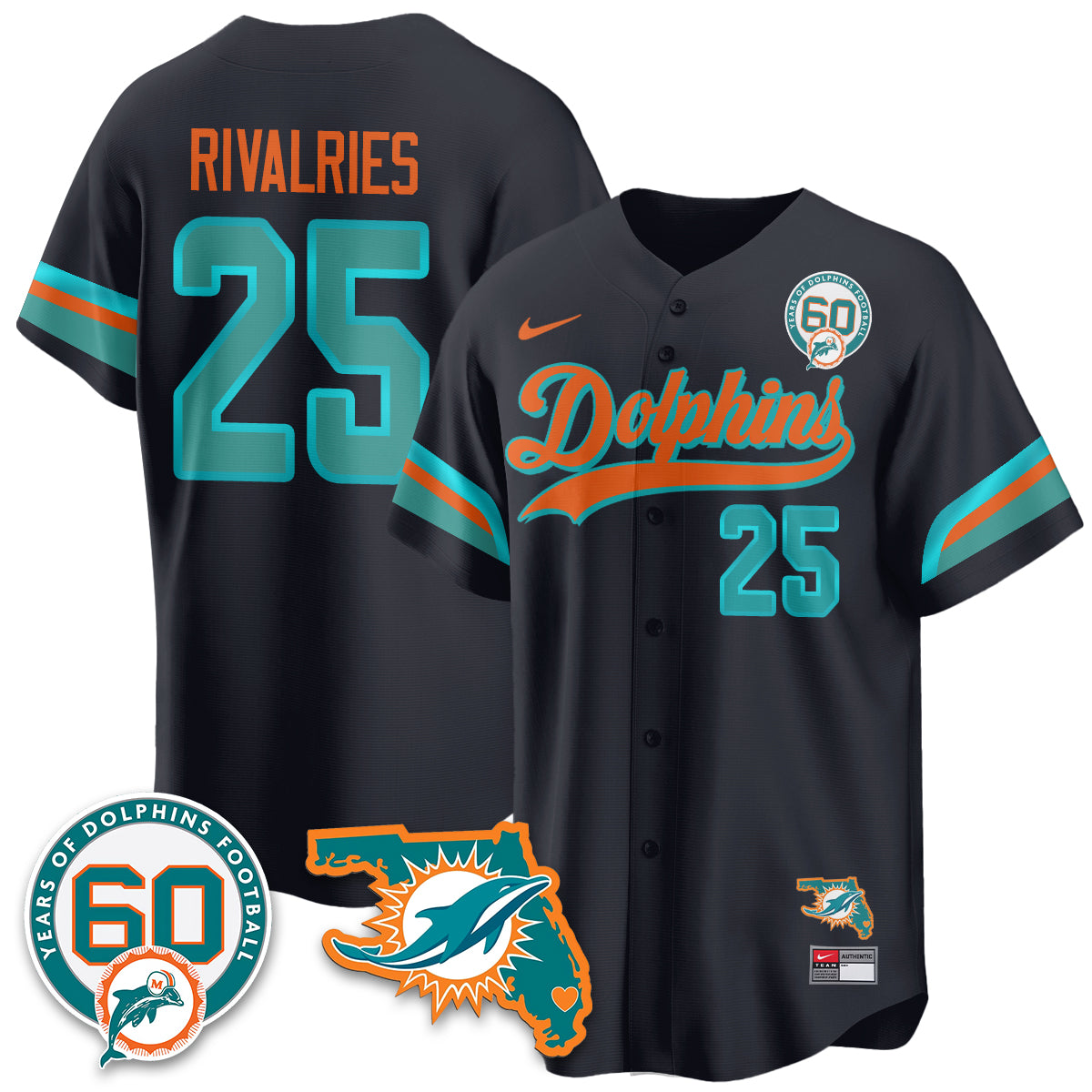 MIA 60th Season Vapor Limited Baseball Jersey - All Stitched