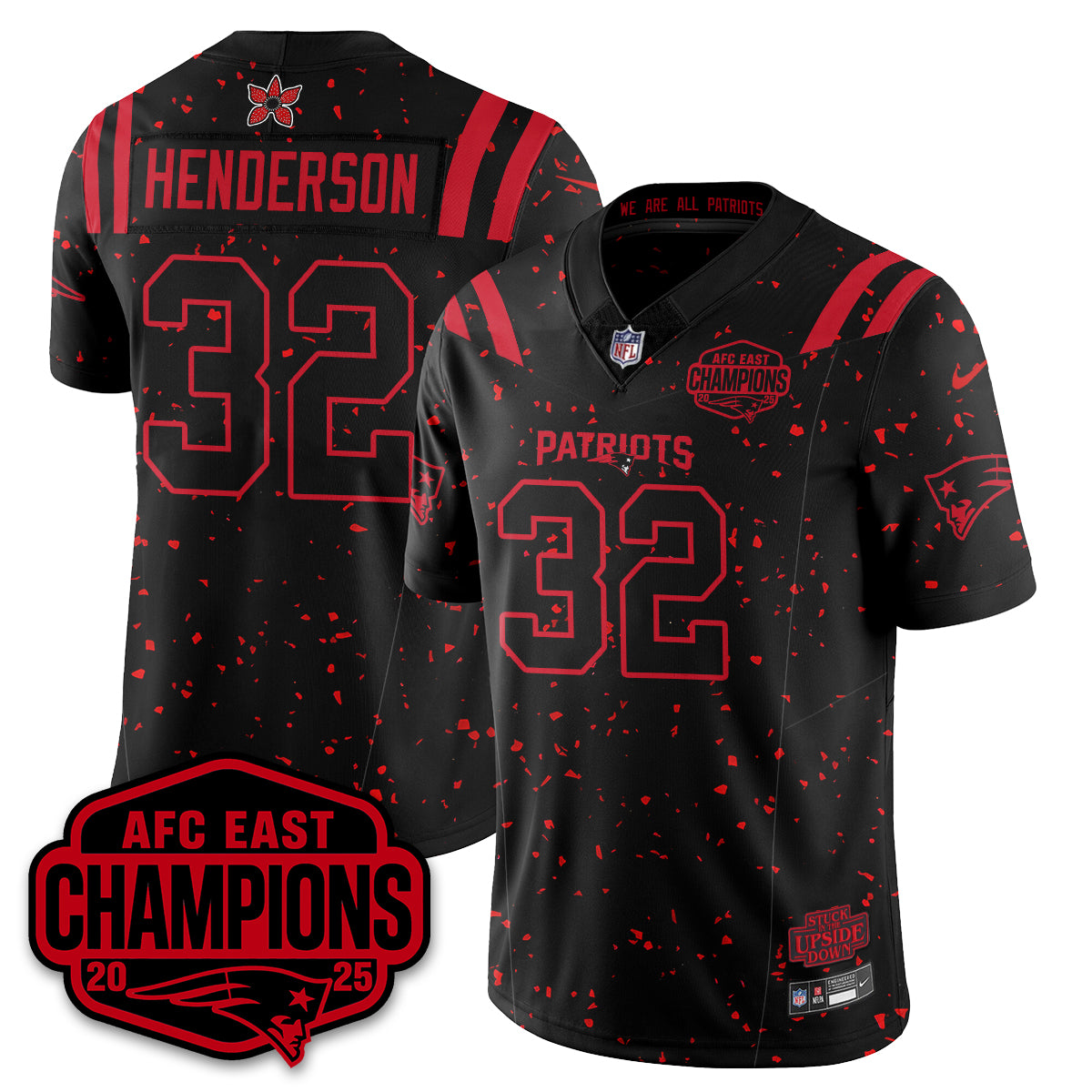 NE 'Stranger Things' AFC East Division Champions Vapor Limited Jersey - All Stitched
