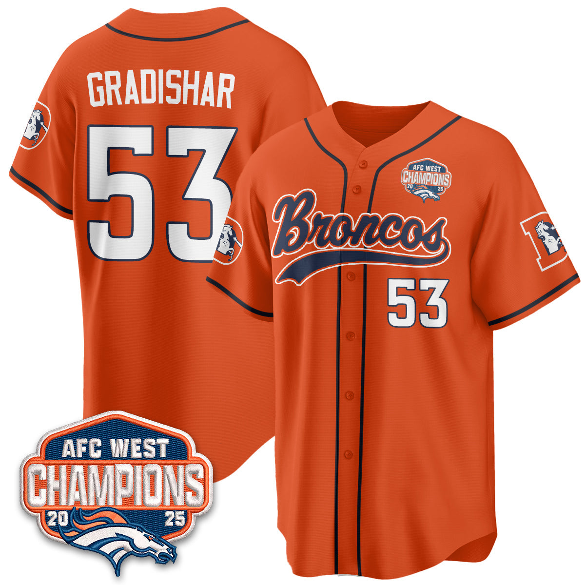 DEN AFC West Division Champions Vapor Limited Baseball Jersey - All Stitched