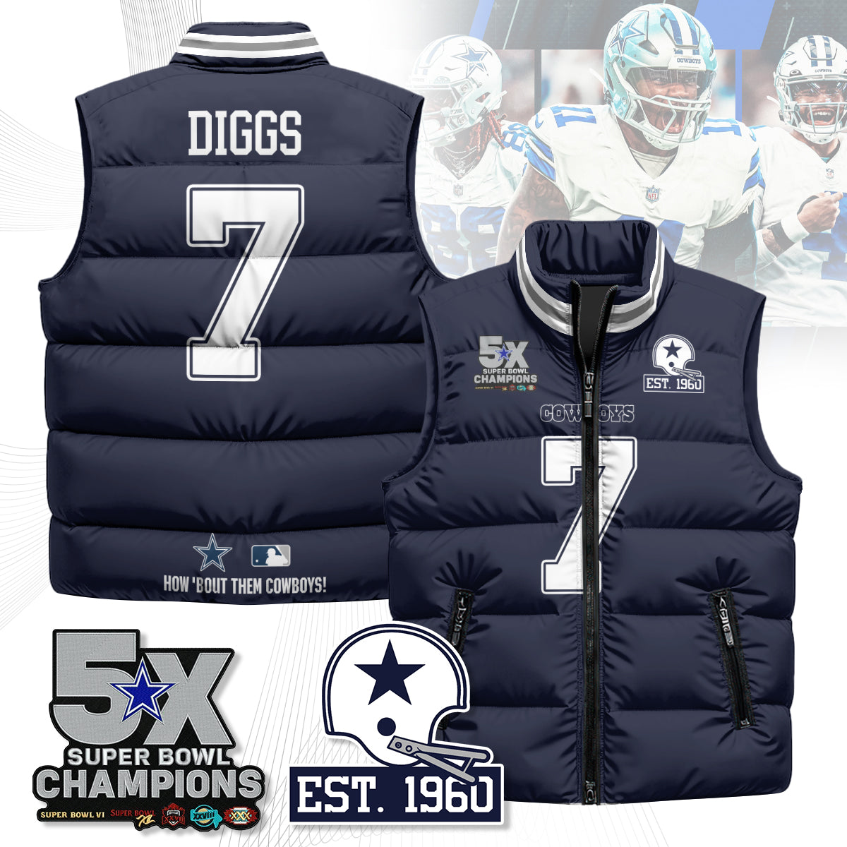 DAL 5-Time Champions Unisex Puffer Vest
