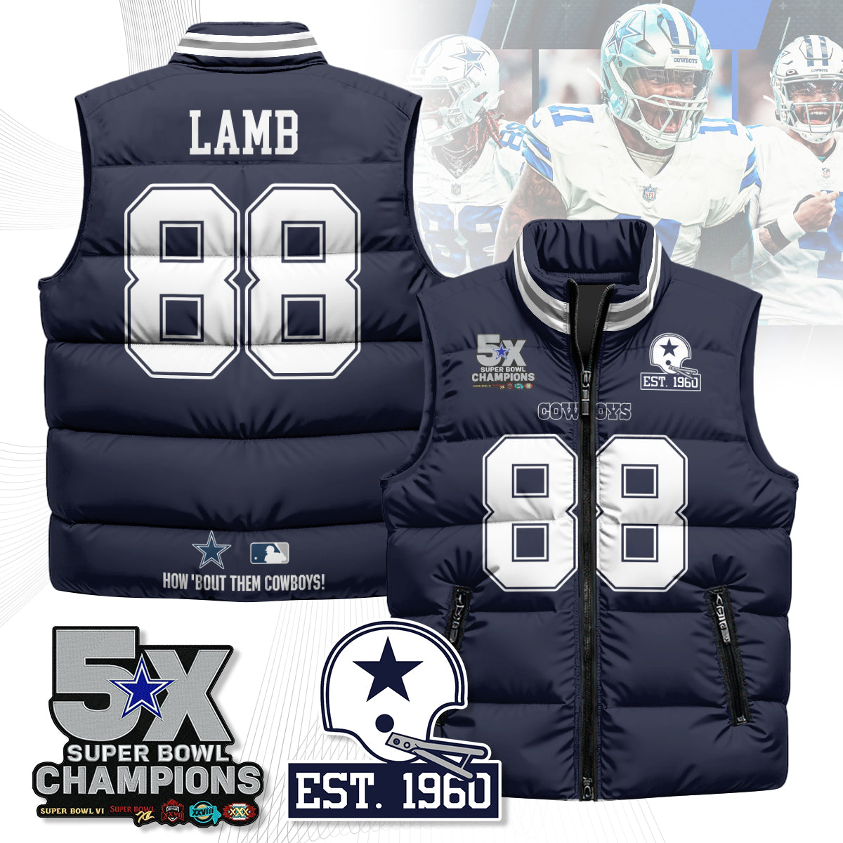 DAL 5-Time Champions Unisex Puffer Vest