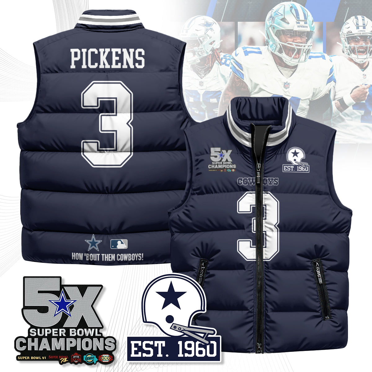 DAL 5-Time Champions Unisex Puffer Vest