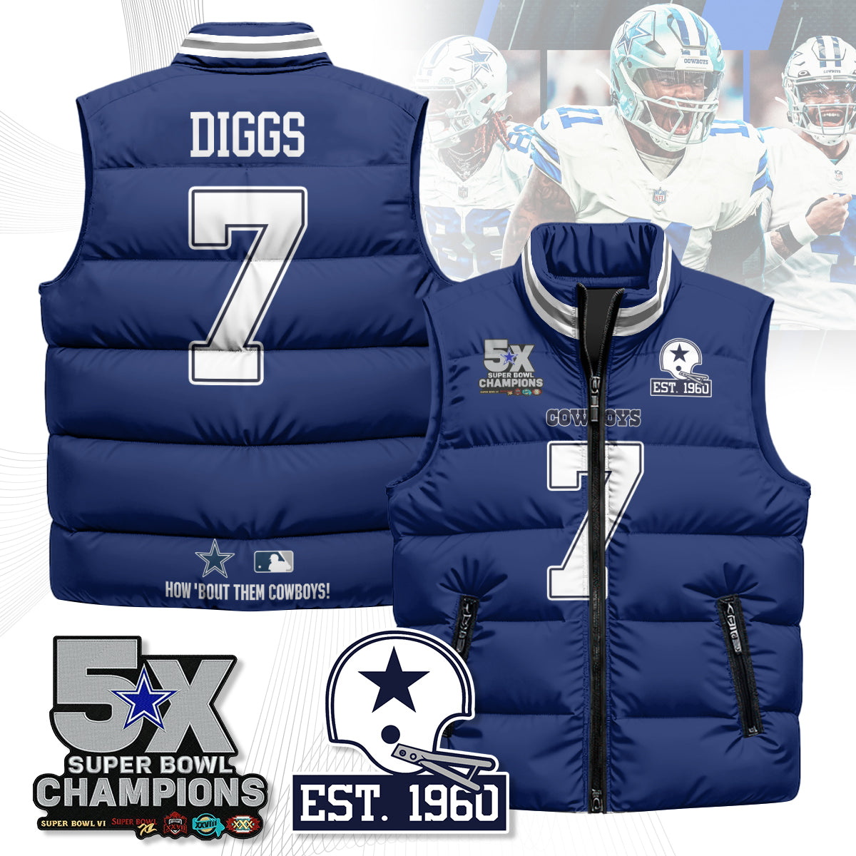 DAL 5-Time Champions Unisex Puffer Vest