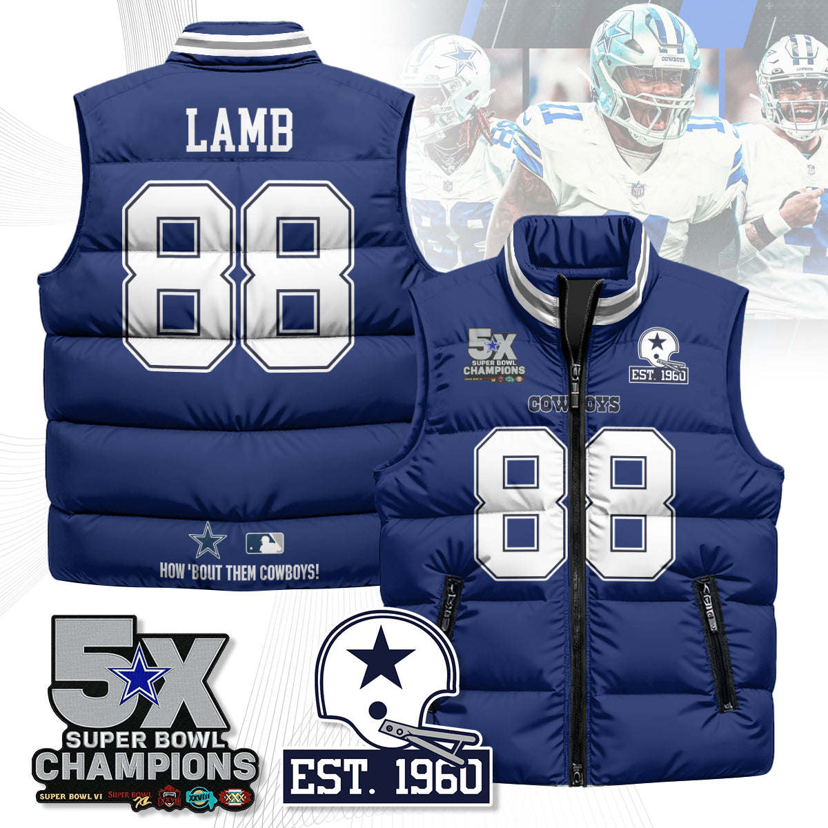 DAL 5-Time Champions Unisex Puffer Vest