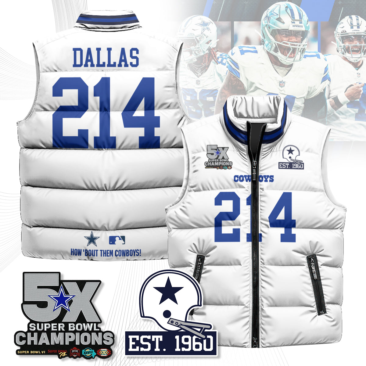 DAL 5-Time Champions Unisex Puffer Vest