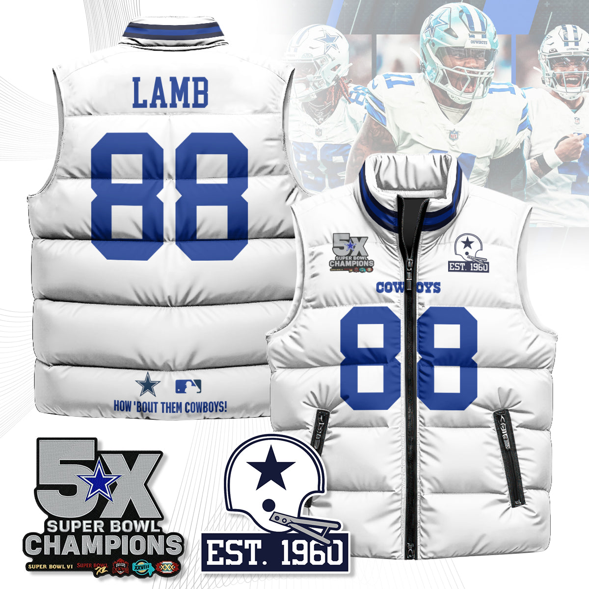 DAL 5-Time Champions Unisex Puffer Vest