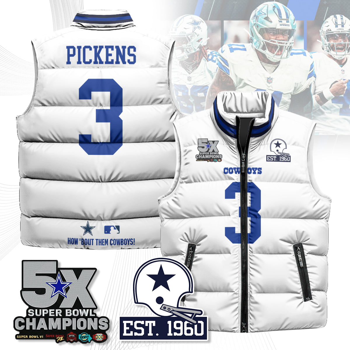 DAL 5-Time Champions Unisex Puffer Vest