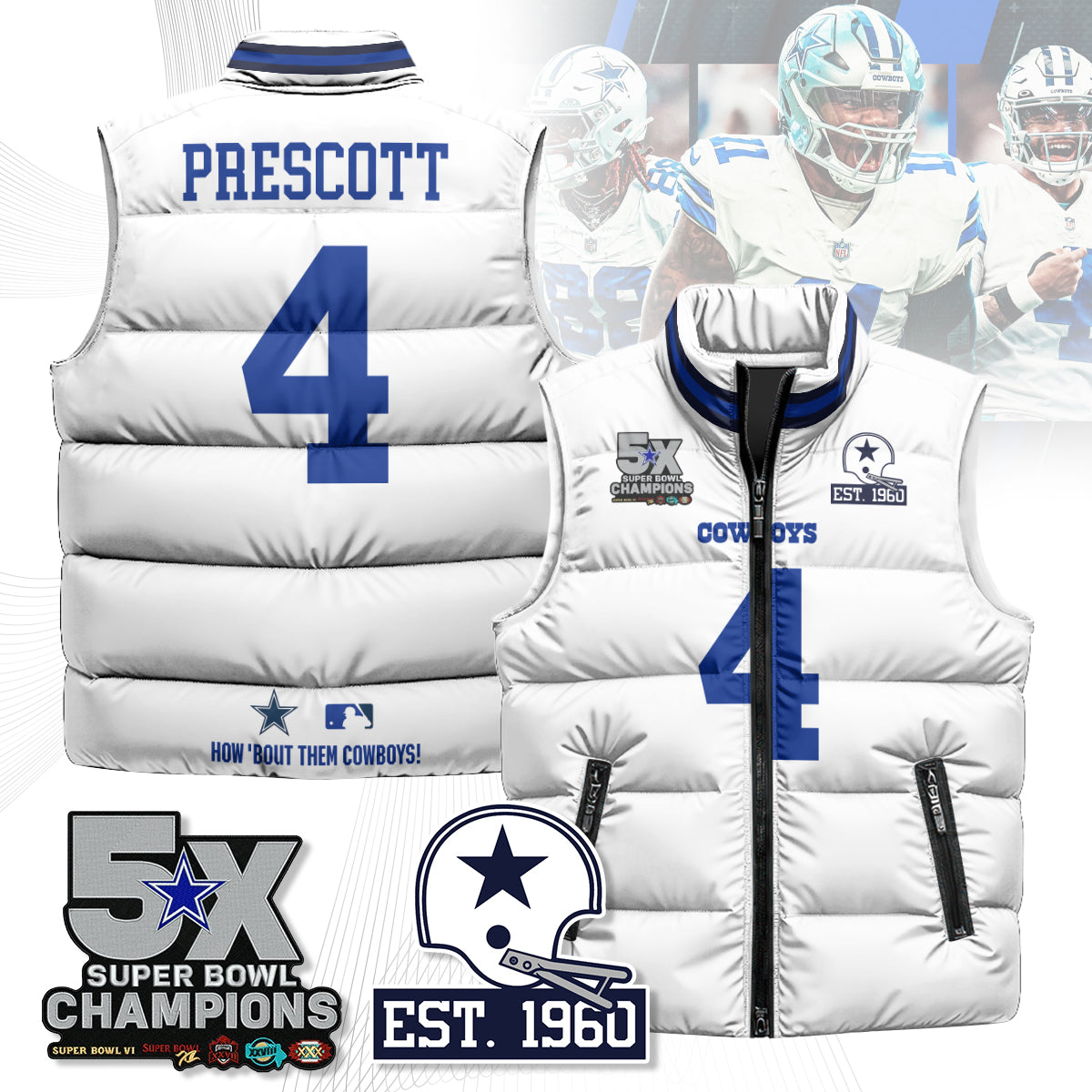 DAL 5-Time Champions Unisex Puffer Vest