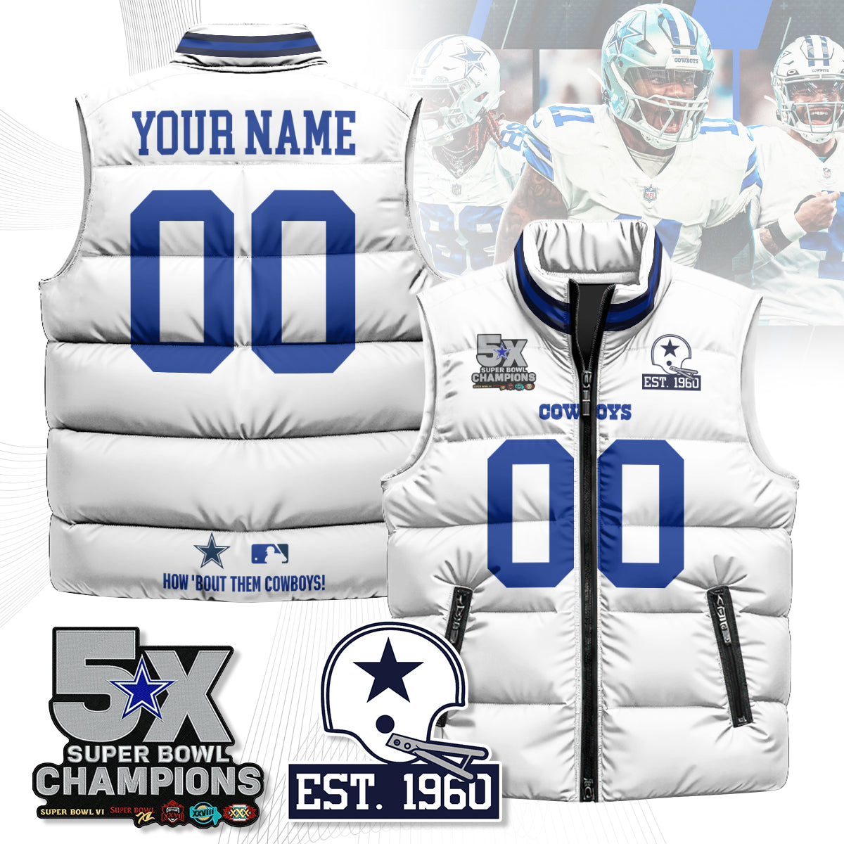 DAL 5-Time Champions Unisex Puffer Vest