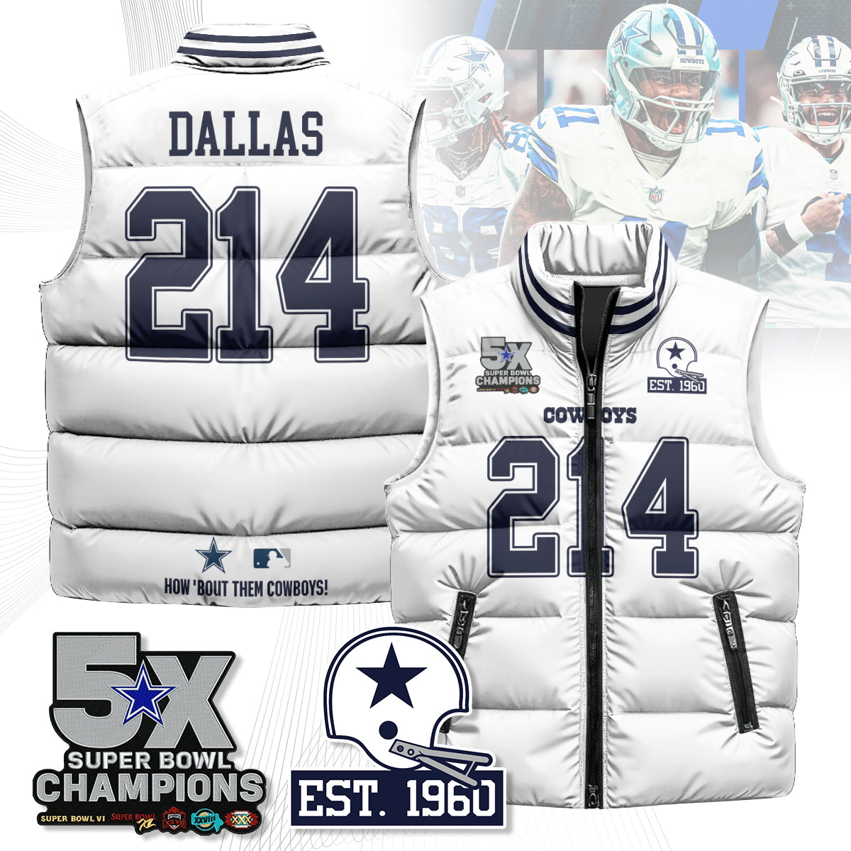 DAL 5-Time Champions Unisex Puffer Vest