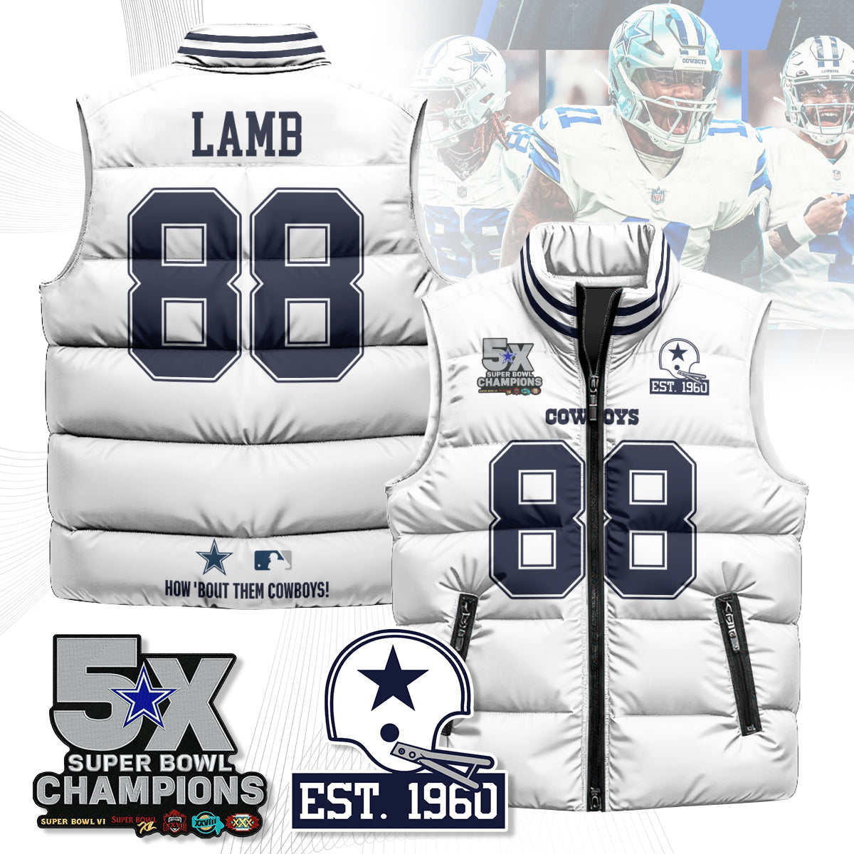 DAL 5-Time Champions Unisex Puffer Vest