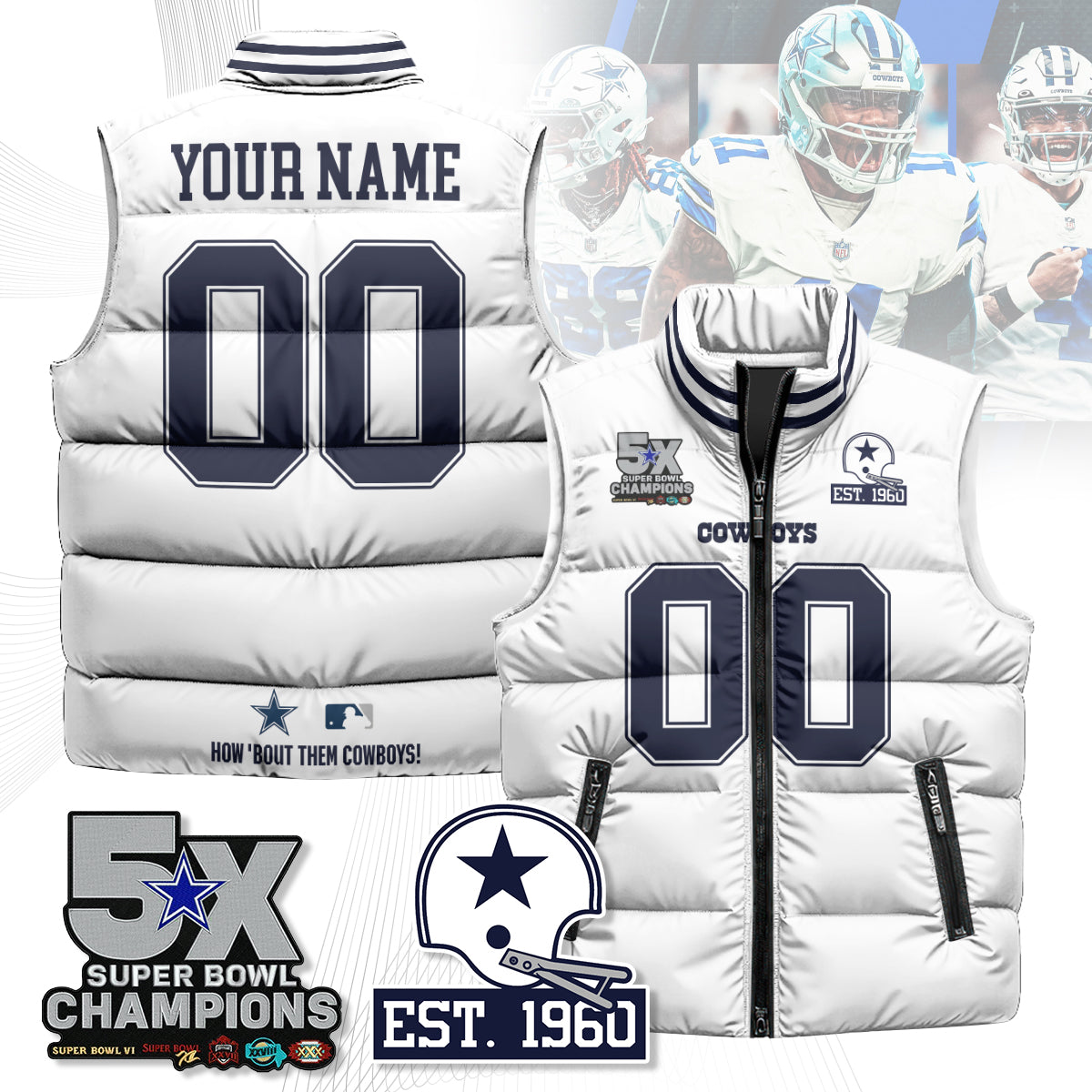 DAL 5-Time Champions Unisex Puffer Vest