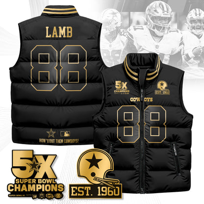 DAL 5-Time Champions Gold Unisex Puffer Vest