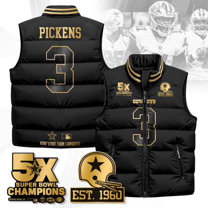 DAL 5-Time Champions Gold Unisex Puffer Vest