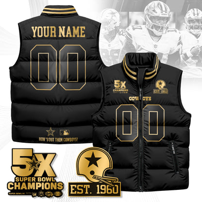 DAL 5-Time Champions Gold Unisex Custom Puffer Vest