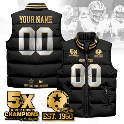 DAL 5-Time Champions Gold Unisex Custom Puffer Vest