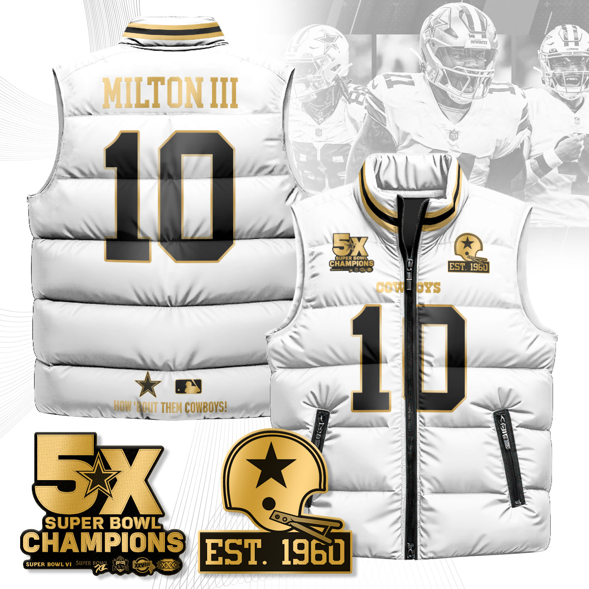 DAL 5-Time Champions Gold Unisex Puffer Vest