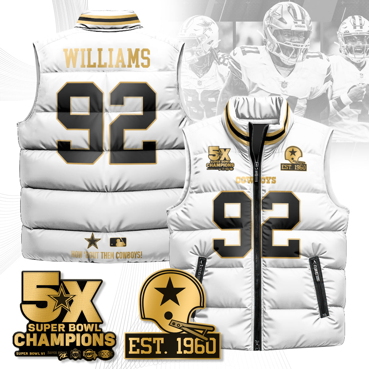 DAL 5-Time Champions Gold Unisex Puffer Vest