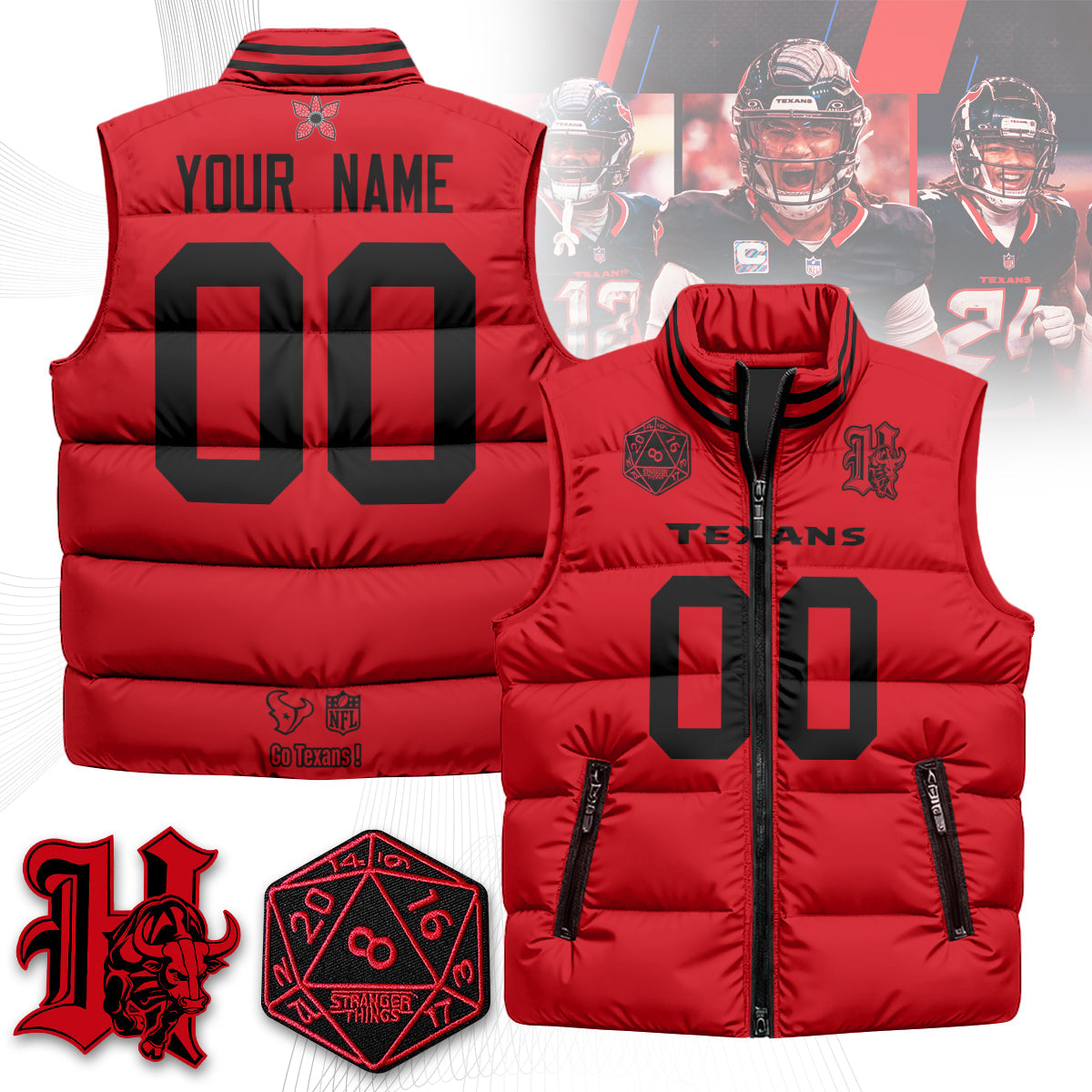 Custom HOU 'Stranger Things Edition' Unisex Puffer Vest