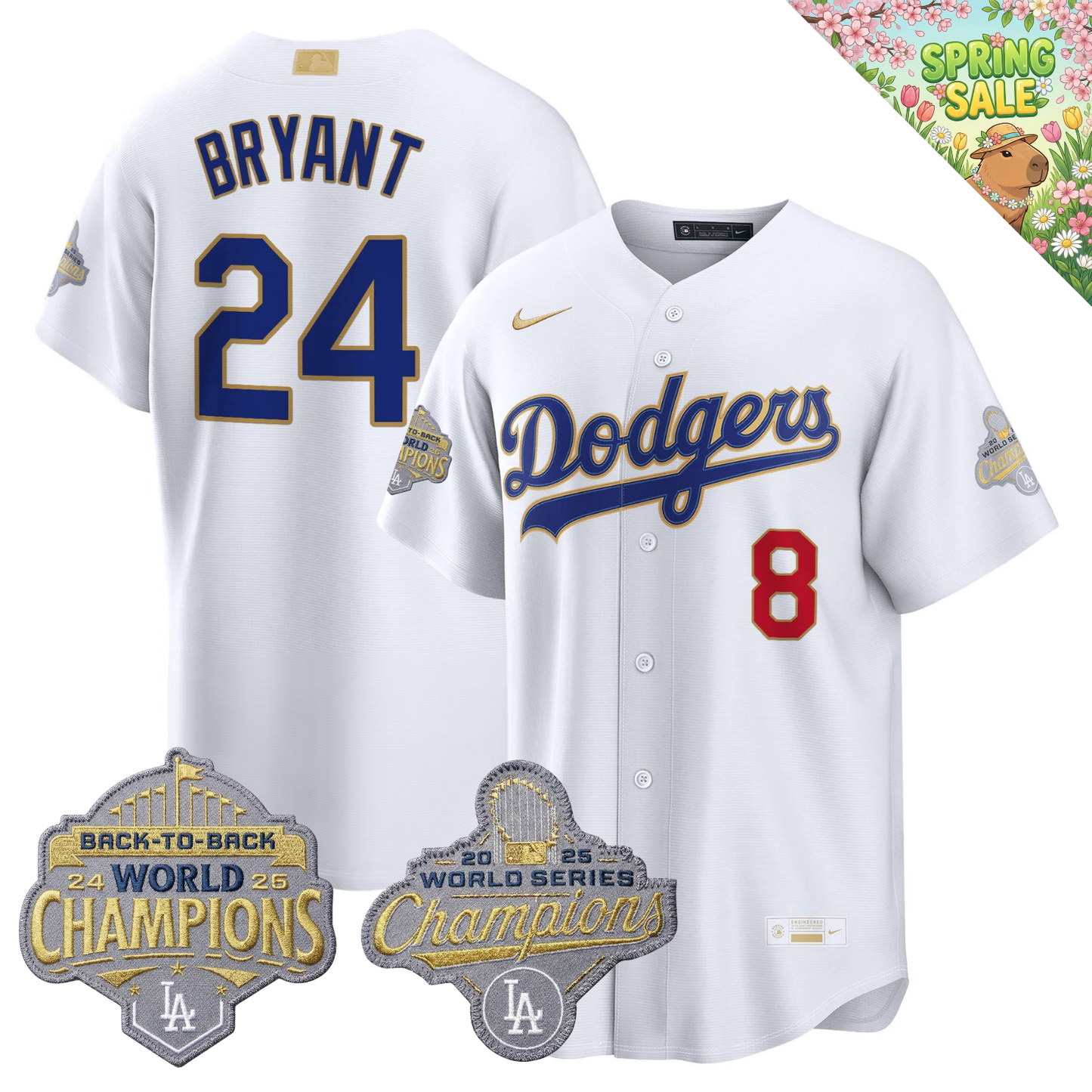 LAD "Gold Collection" Premier Limited Jersey - Back To Back World Series Champions Patch - All Stitched