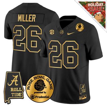 BAMA 2025 Rose Bowl Patch Gold Vapor Limited Jersey - Alabama Map - All Stitched