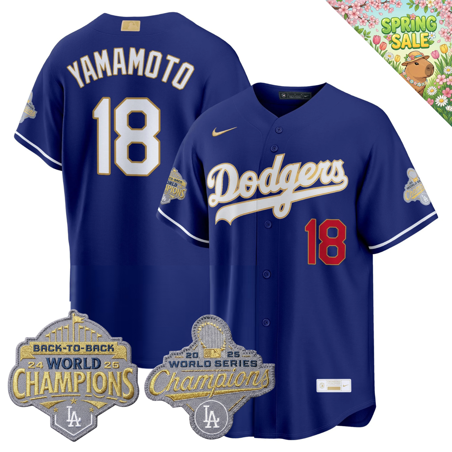LAD "Gold Collection" Premier Limited Jersey - Back To Back World Series Champions Patch - All Stitched