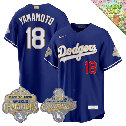 LAD "Gold Collection" Premier Limited Jersey - Back To Back World Series Champions Patch - All Stitched