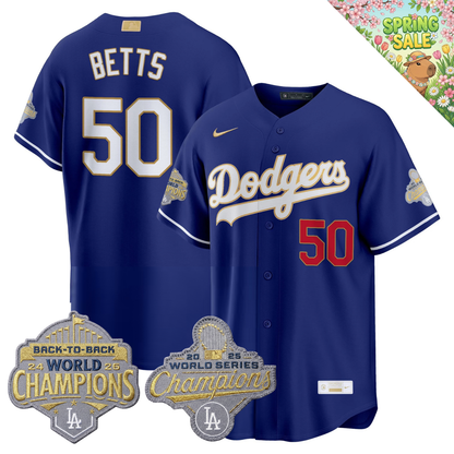 LAD "Gold Collection" Premier Limited Jersey - Back To Back World Series Champions Patch - All Stitched