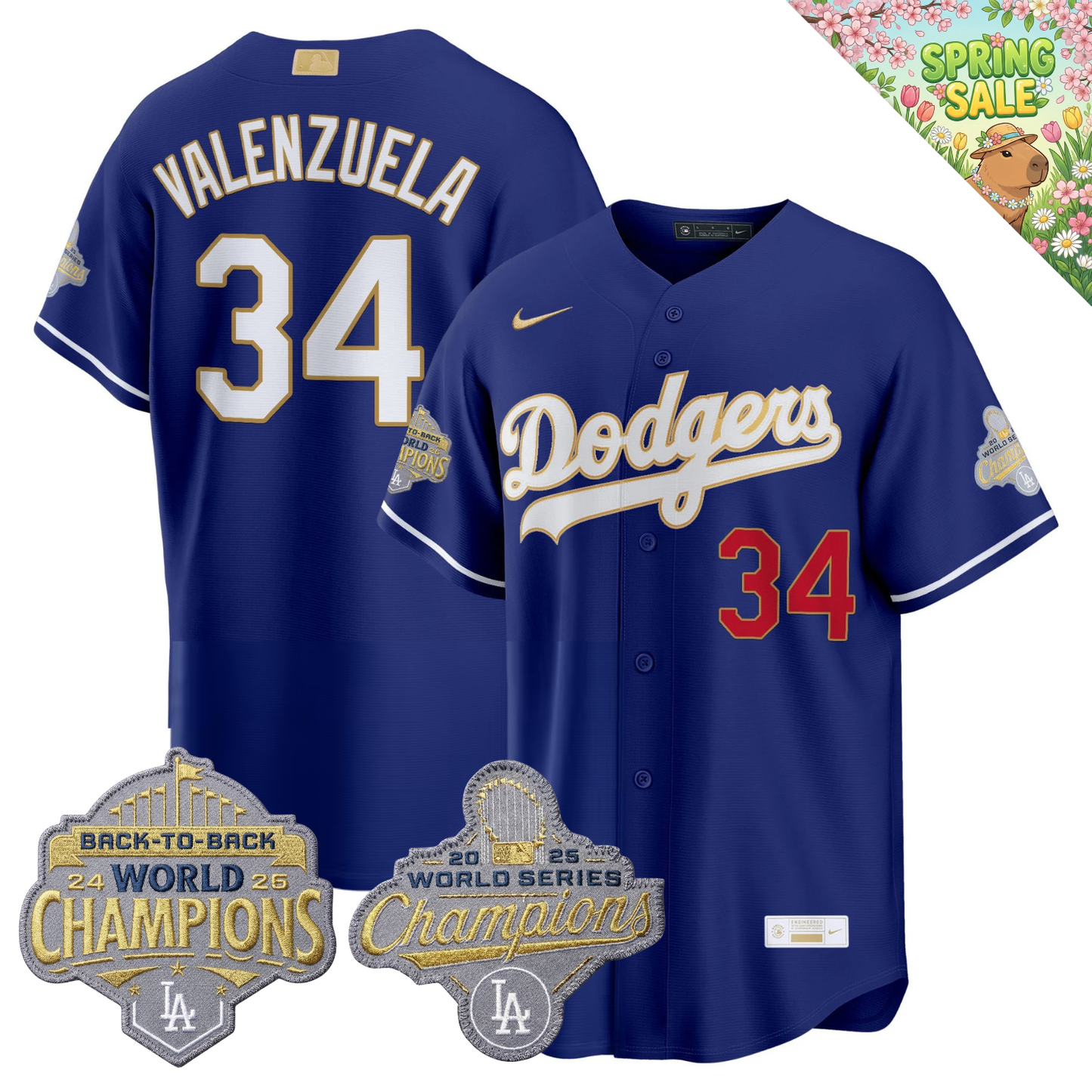 LAD "Gold Collection" Premier Limited Jersey - Back To Back World Series Champions Patch - All Stitched