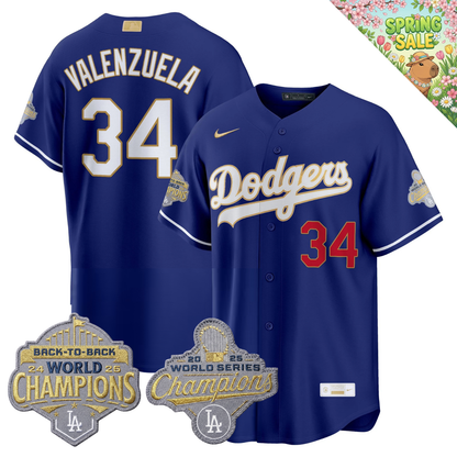 LAD "Gold Collection" Premier Limited Jersey - Back To Back World Series Champions Patch - All Stitched