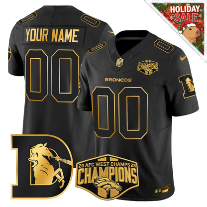 Custom DEN AFC WEST CHAMPIONS Patch Throwback Gold Vapor Limited Jersey - All Stitched