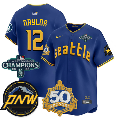 SEA Limited City Connect Jersey - 50th Anniversary & AL West Division Champions Patch - All Stitched