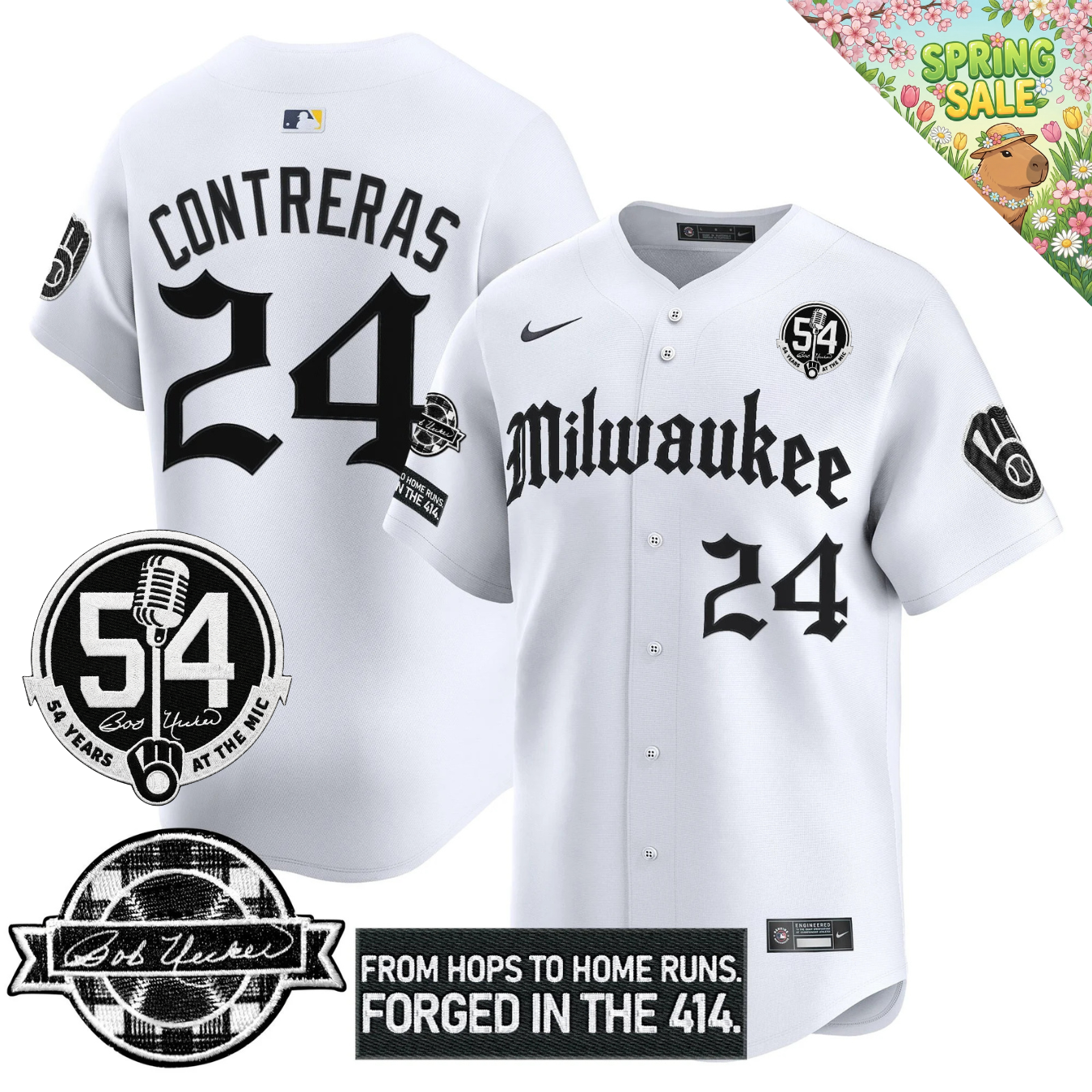 MIL Bob Uecker "54 Years At The Mic" Patch Limited Gothic Jersey - All Stitched