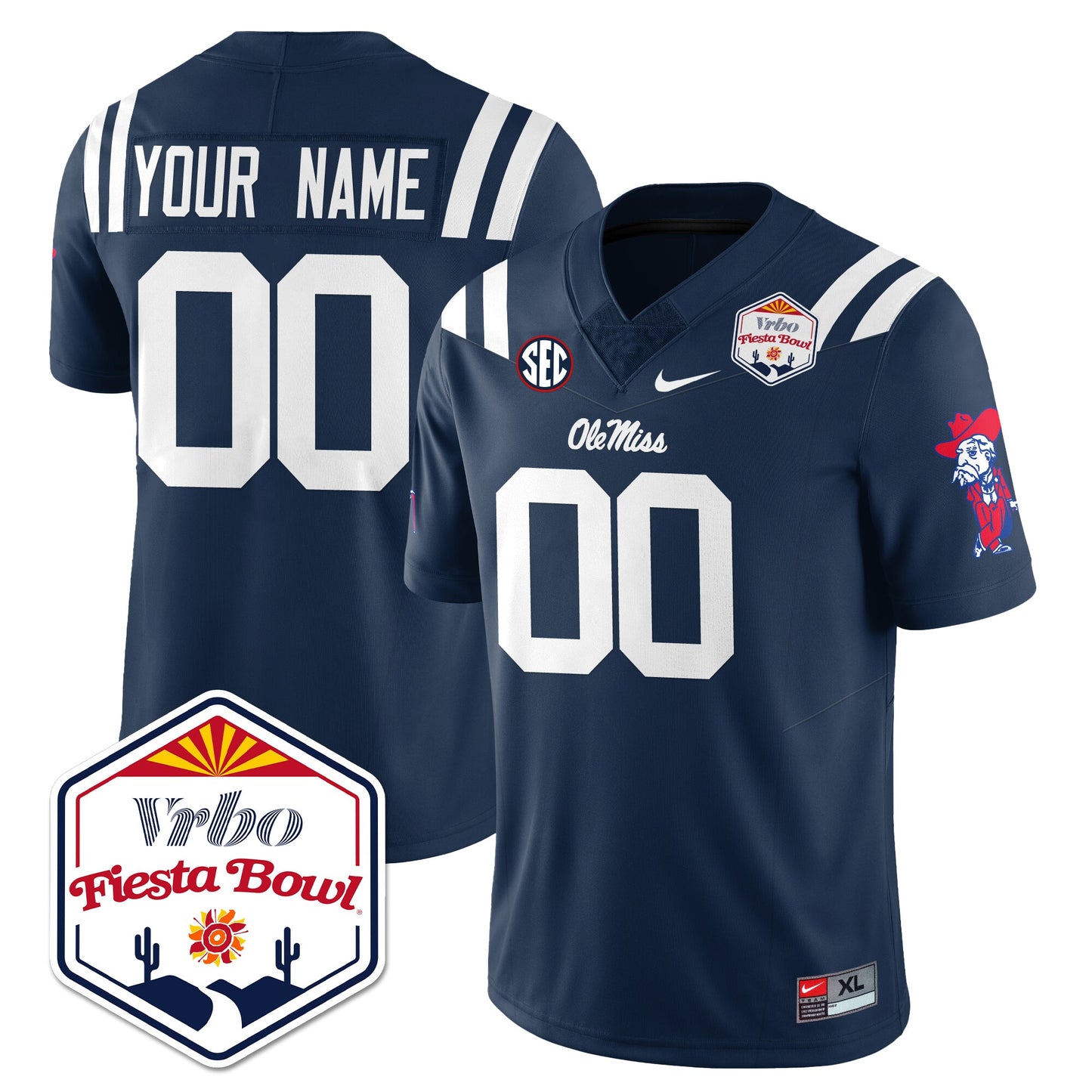 Ole Miss Football Vapor Limited Custom Jersey - Vrbo Fiesta Bowl - All Stitched