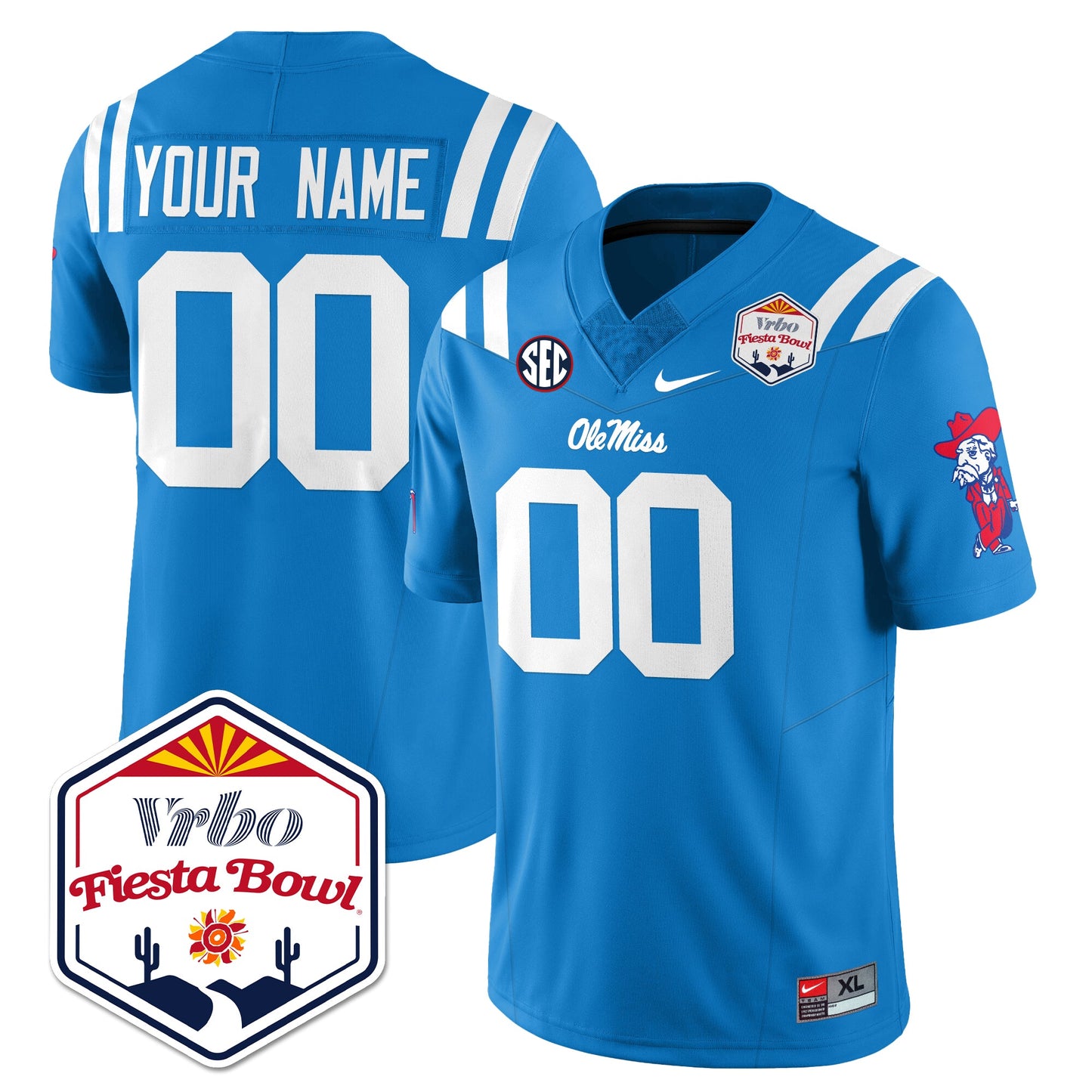 Ole Miss Football Vapor Limited Custom Jersey - Vrbo Fiesta Bowl - All Stitched