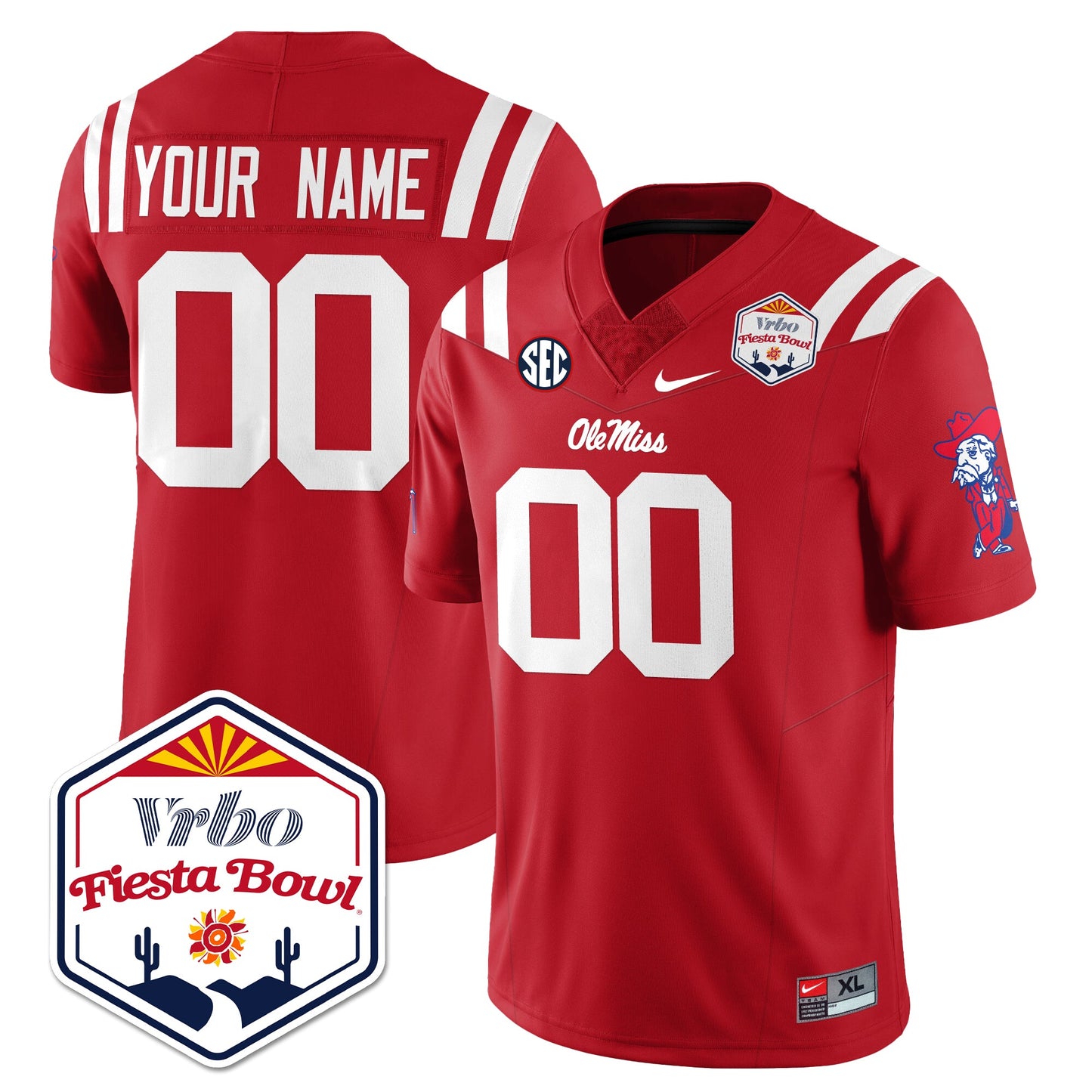 Ole Miss Football Vapor Limited Custom Jersey - Vrbo Fiesta Bowl - All Stitched