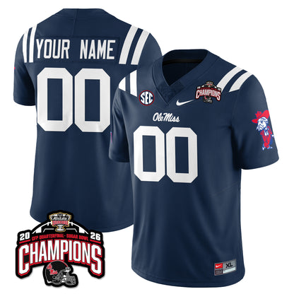 Custom Ole Miss Football Vapor Limited Jersey - Allstate Sugar Bowl Champions - All Stitched