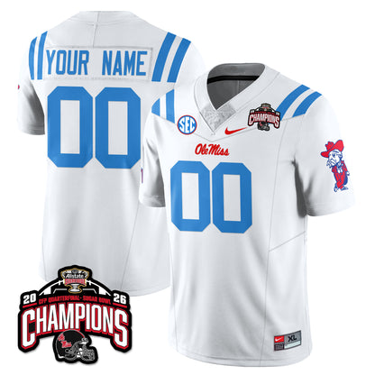 Custom Ole Miss Football Vapor Limited Jersey - Allstate Sugar Bowl Champions - All Stitched