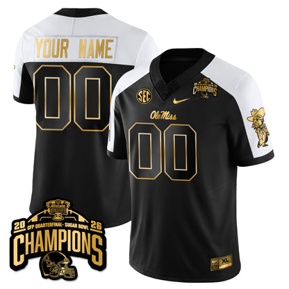 Custom Ole Miss Football Vapor Limited Gold Jersey - Allstate Sugar Bowl Champions - All Stitched