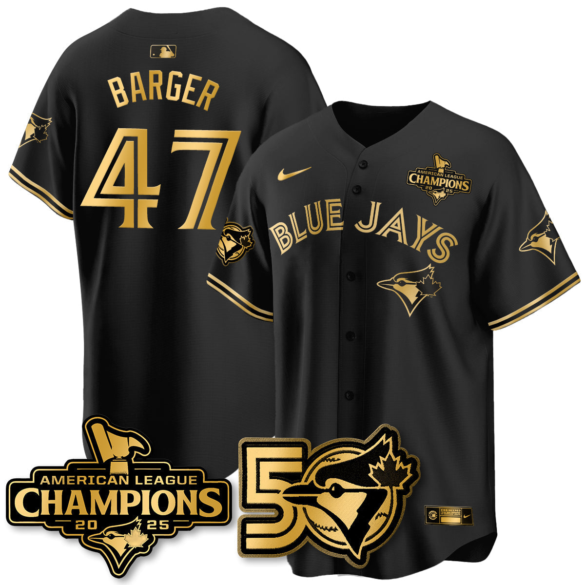 TOR 2025 Vapor Limited Gold Jersey - 50th Season & AL Champs Patch - All Stitched