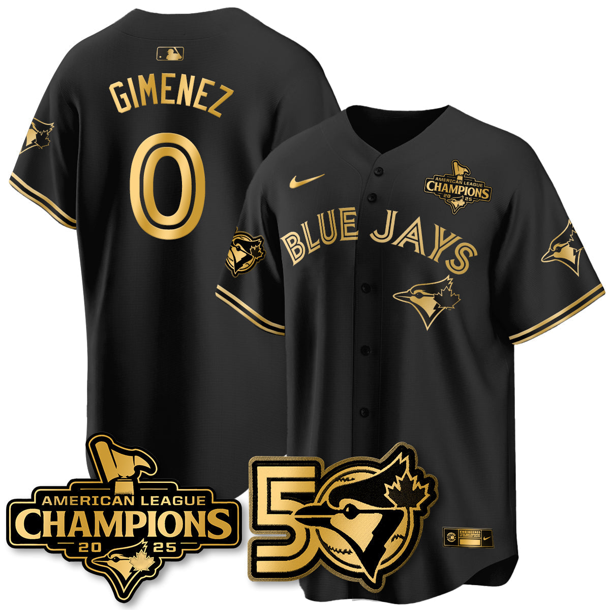 TOR 2025 Vapor Limited Gold Jersey - 50th Season & AL Champs Patch - All Stitched
