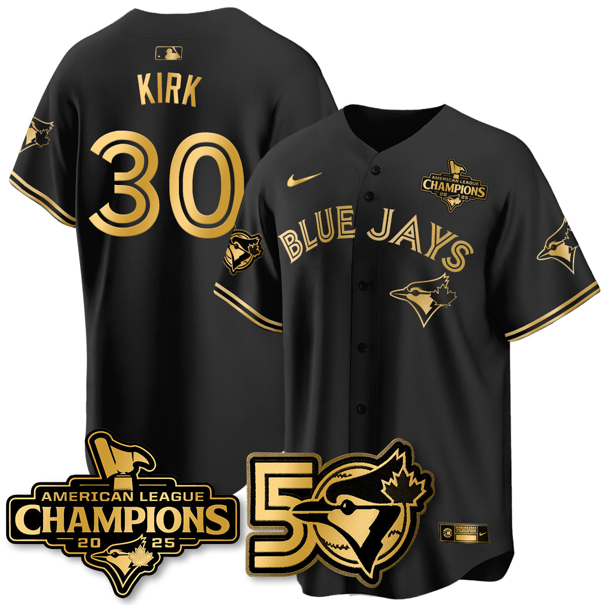 TOR 2025 Vapor Limited Gold Jersey - 50th Season & AL Champs Patch - All Stitched