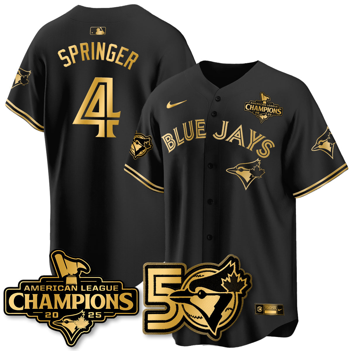 TOR 2025 Vapor Limited Gold Jersey - 50th Season & AL Champs Patch - All Stitched