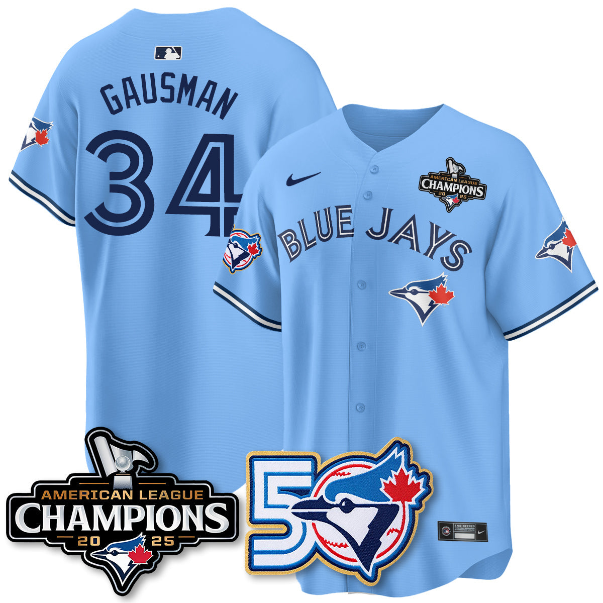TOR 2025 Vapor Limited Gold Jersey - 50th Season & AL Champs Patch - All Stitched