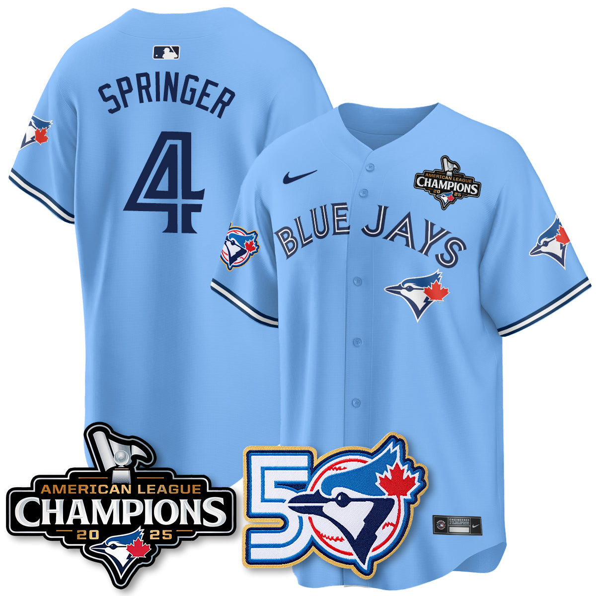 TOR 2025 Vapor Limited Gold Jersey - 50th Season & AL Champs Patch - All Stitched