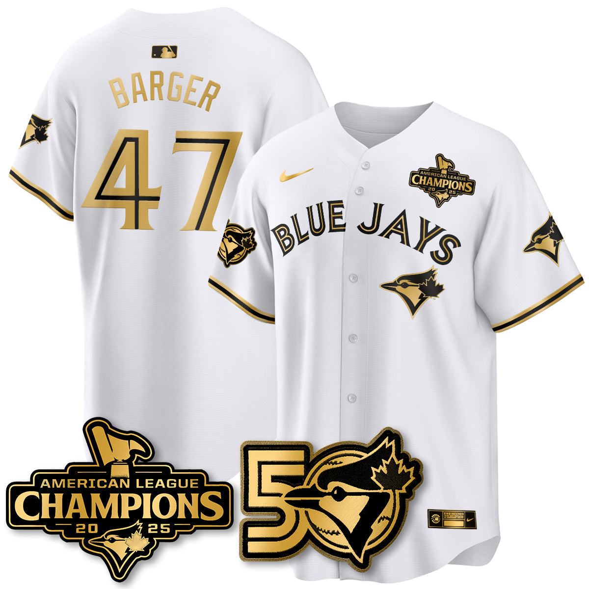 TOR 2025 Vapor Limited Gold Jersey - 50th Season & AL Champs Patch - All Stitched