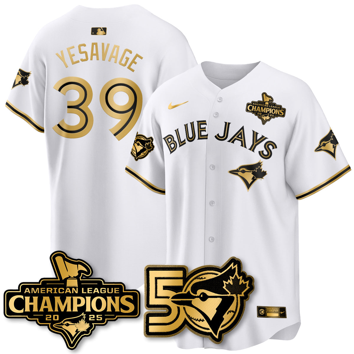 TOR 2025 Vapor Limited Gold Jersey - 50th Season & AL Champs Patch - All Stitched