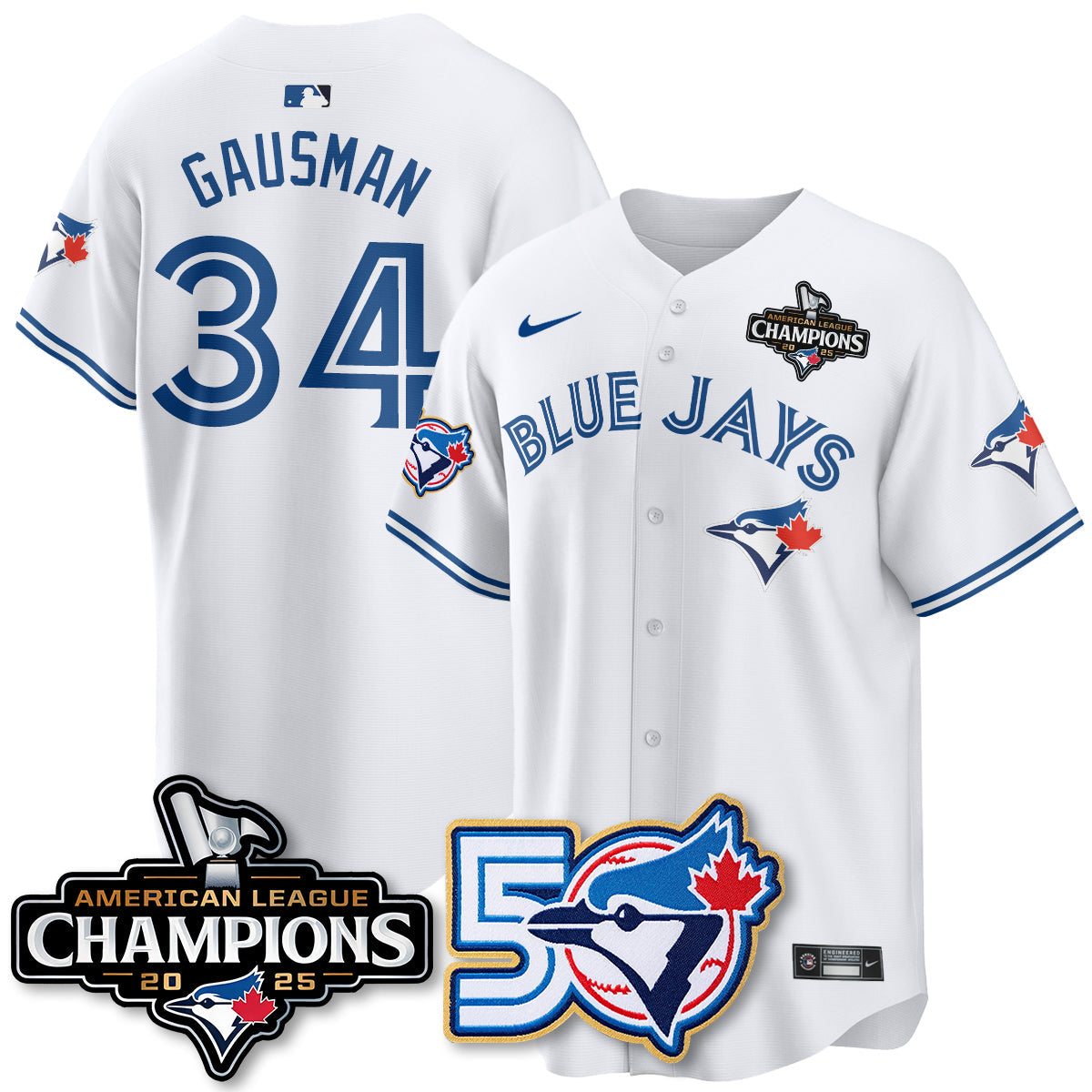 TOR 2025 Vapor Limited Gold Jersey - 50th Season & AL Champs Patch - All Stitched